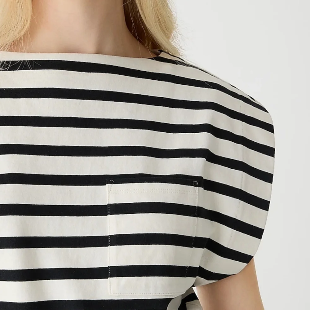 J.Crew Boatneck Muscle T-Shirt in Stripe Mariner 100% Cotton Small